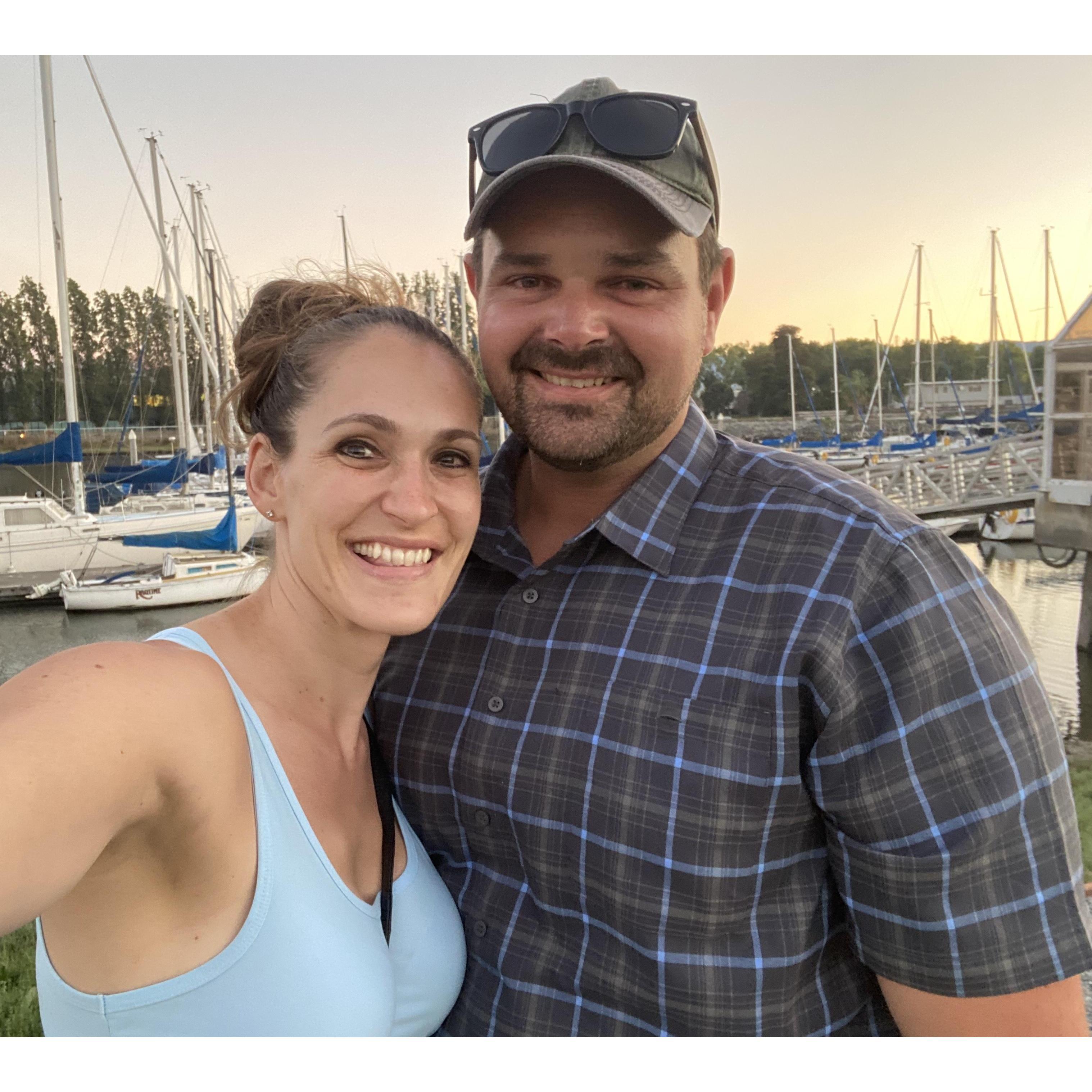 Our third date. We hung out and had a fancy fajita BBQ dinner next to the Sequoia Harbor Yacht Club in Redwood City.