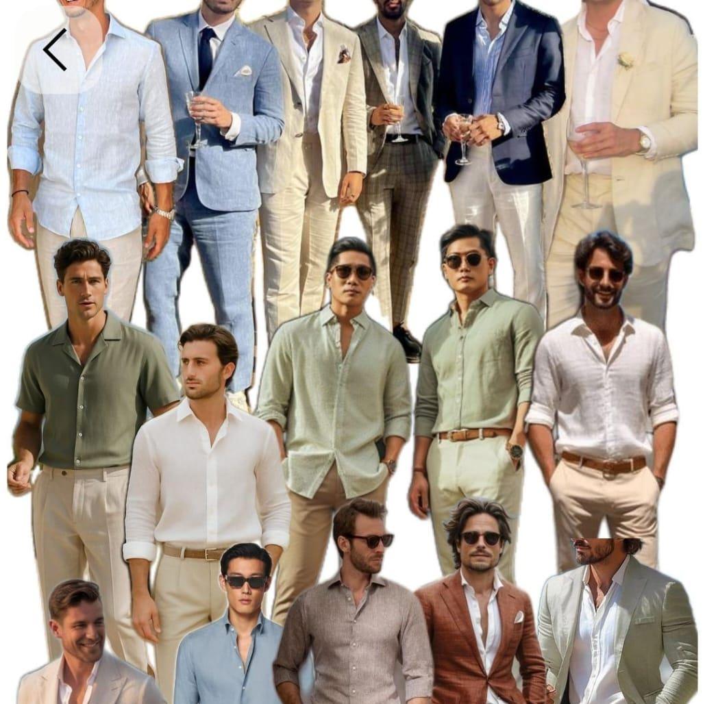 Código de vestimenta "Garden Chik", trajes de colores claros o combinaciones de pantalón de lino/algodón como guayaberas o camisas de botones elegantes.La corbata es a menudo opcional y se pueden usar zapatos de vestir cerrados o mocasines.