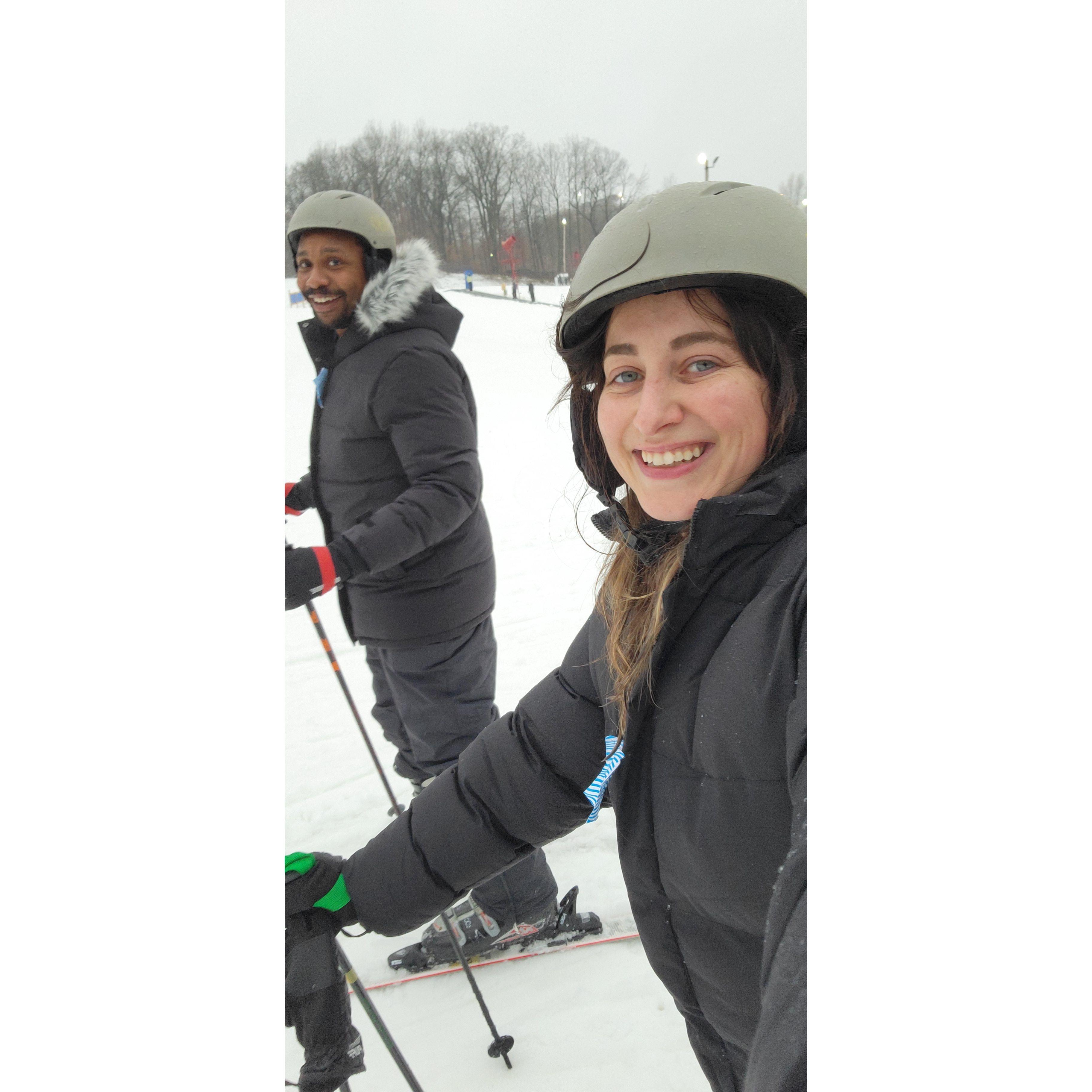 Our first time skiing, which we're still recovering from