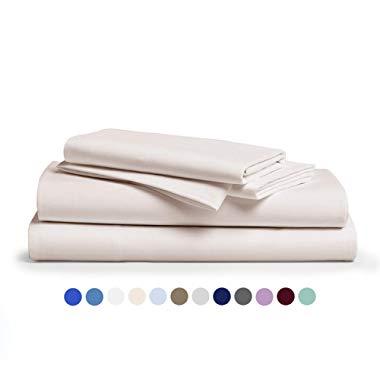 Comfy Sheets 100% Egyptian Cotton Sheets - 1000 Thread Count 4 Pc Queen Cream Bed Sheet with Pillowcases, Premium Hotel Quality Fits Mattress Up to 18'' Deep Pocket.