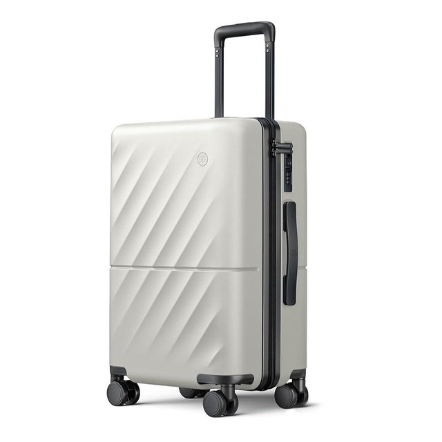 NINETYGO Carry On Suitcase, 20 Inch Carry-On Luggage with Double Spinner Wheels, Anti-Burst Zipper, Hard Case PC Suitcase Carry On, Lightweight Travel Luggage, TSA Approved (Pearl White, Hudson)