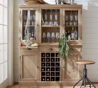 Modular Bar System with 2 Glass Door Hutch And 1 Open Hutch