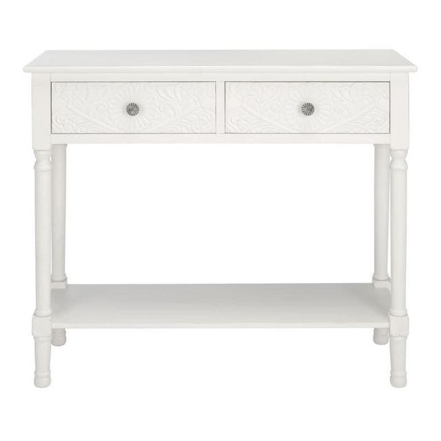 Josie 2-Drawer Distressed White Wood Console Table