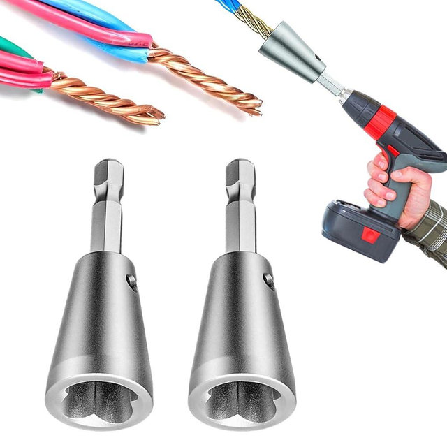 Wire Twister Tool for Drill, 2025 Upgrades Wire Nut Twister for Drill Profession Electricians Tool, 6MM Hex Shank Cable Wire Twisting Tool Wire Twister Wire Connector for 9-22 AWG (2pcs)