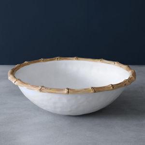 Vida Bamboo Large Salad Bowl (White and Natural)