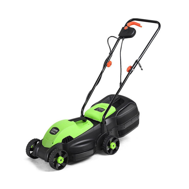 12 Amp 14-Inch Electric Push Lawn Corded Mower With Grass Bag