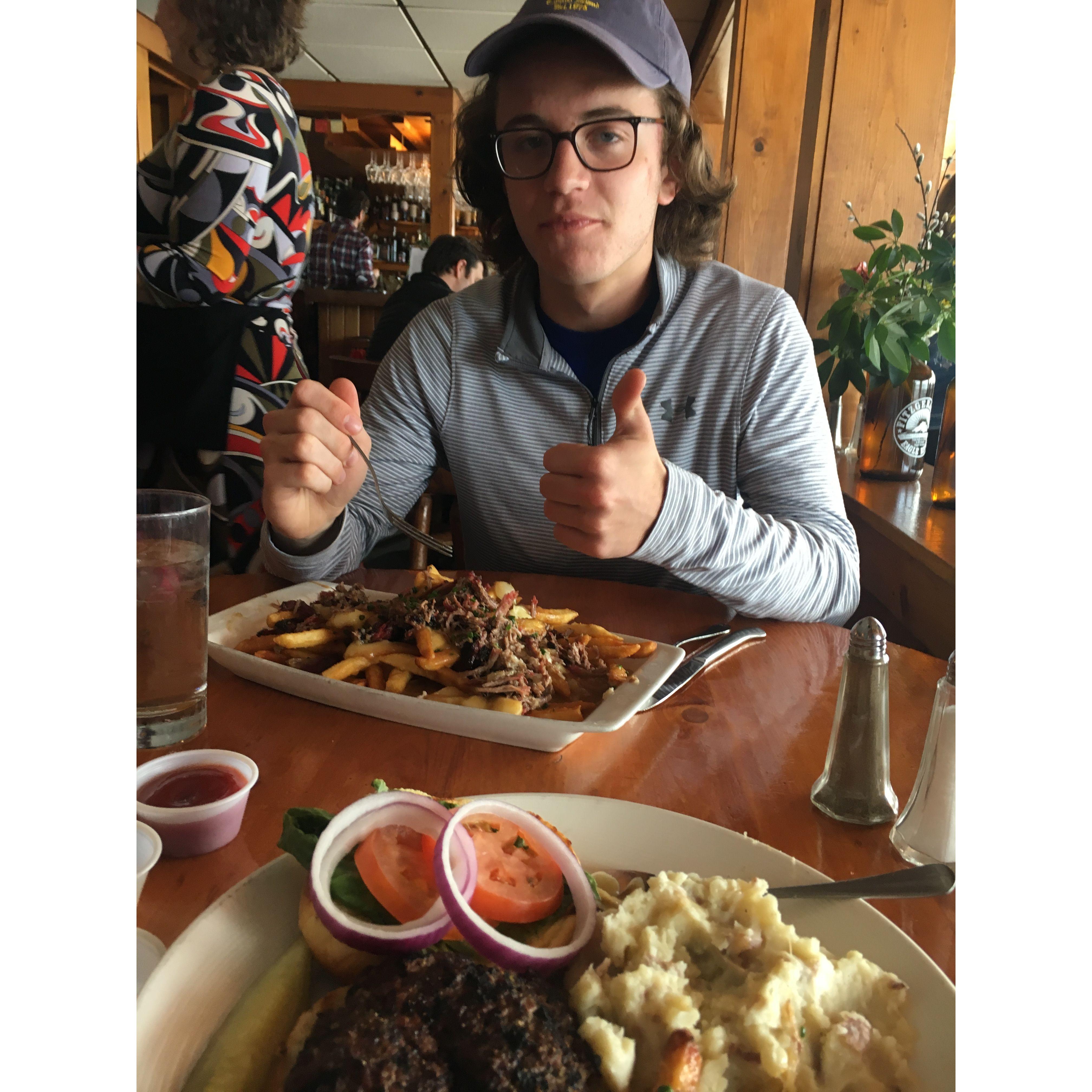 One of Alexis's favorite dates. They drove along the Keweenaw Peninsula, did some hiking, and finished the days with what would become their favorite restraunt near school, Fitzgeralds.