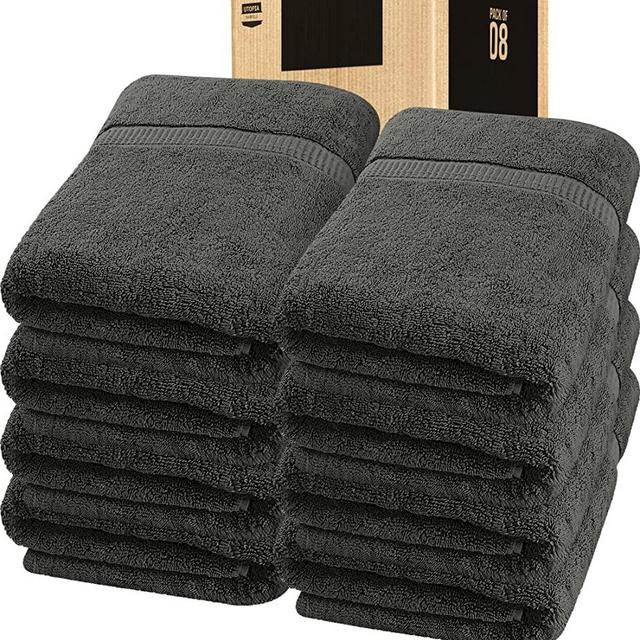 Utopia Towels - Luxurious Jumbo Bath Sheet 8 Piece - 600 GSM 100% Ring Spun Cotton Highly Absorbent and Quick Dry Extra Large Bath Towel - Super Soft Hotel Quality Towel (35 x 70 Inches, Grey)