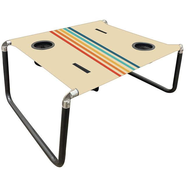 Neso Portable Beach Table with Cup Holders, Cell Phone Pockets, Lightweight for Picnics and Parks (Rainbow)