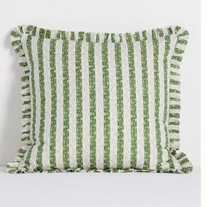 Ivy Cotton Printed Ruffle Pillow - Green, 20" X 20"