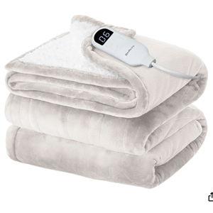 Bedsure Electric Blanket Full Size - Soft Flannel Heated Blanket, Fast Heating with 10 Time Settings & 6 Heat Settings, Warm Gift for Grandma (72x84 inches, Cream)