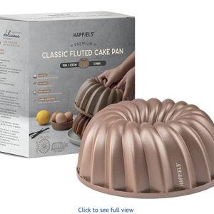 **CLASSIC STYLE** HAPPIELS 10 Cup Fluted Tube Cake Pan Nonstick, PFOA Free Fluted Cake Pan for Baking, Pound Cake Mold for Oven, Cake Molds And Cake Pans, Tube Mold, Pound Tin (Classic)