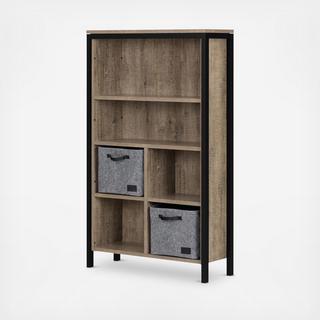 Munich 6-shelf Bookcase with Cubes and 2 Large Woven Felt Baskets