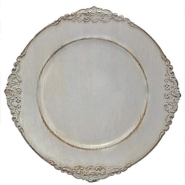 Tiger Chef Grey Charger Plates - Antique Plate Chargers for Dinner Plates - Set of 12 Dinner Chargers (12, Antique Grey)