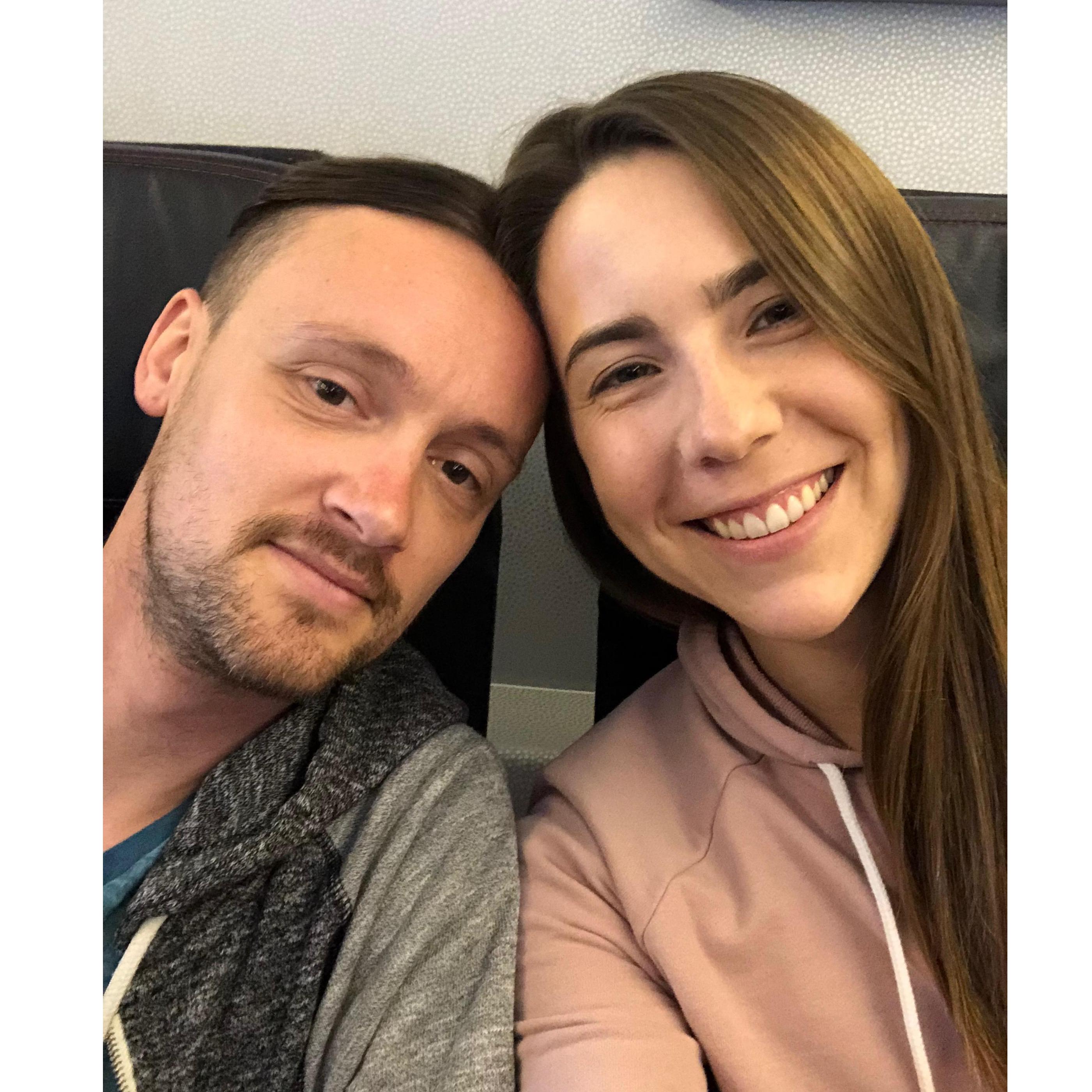 First flight together - headed to Italy!