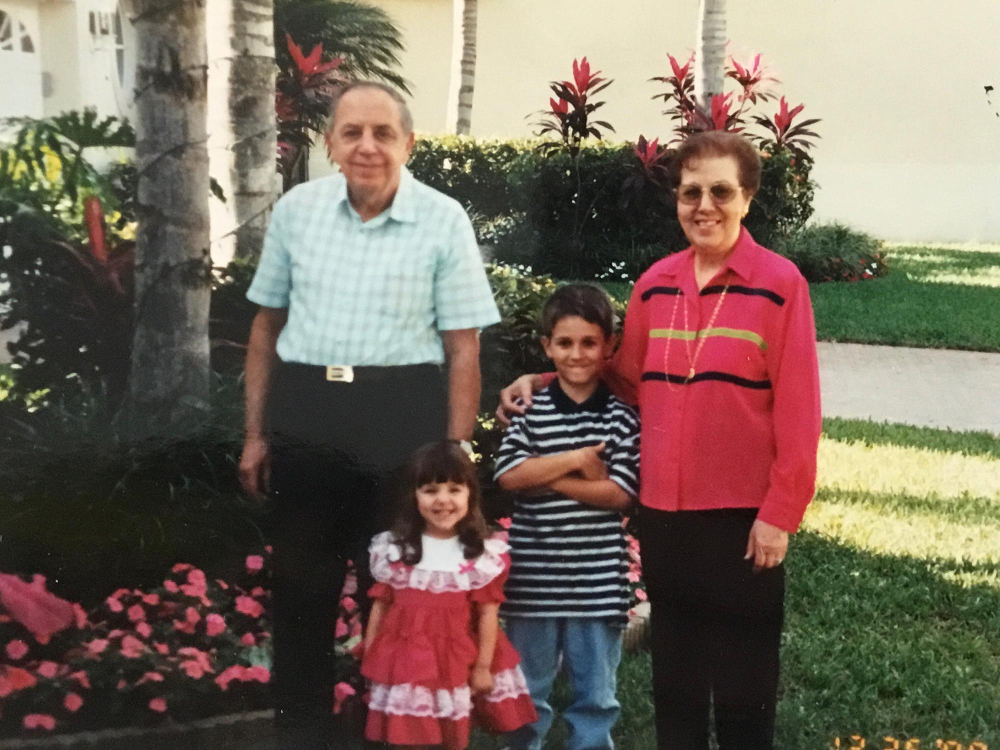 Michael with his grandparents and sister