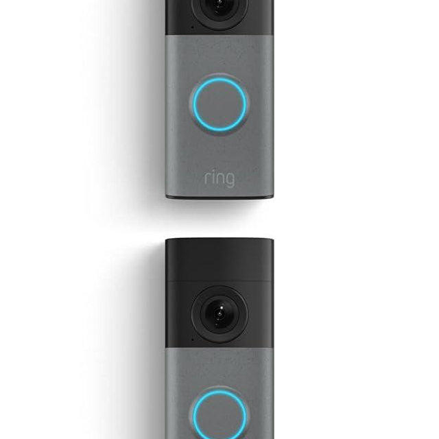 Ring Wired Doorbell (newest model), Retinal 2K with wide-angle video, up to 6x Enhanced Zoom, and Two-Way Talk 2-pack, Speckled Gray