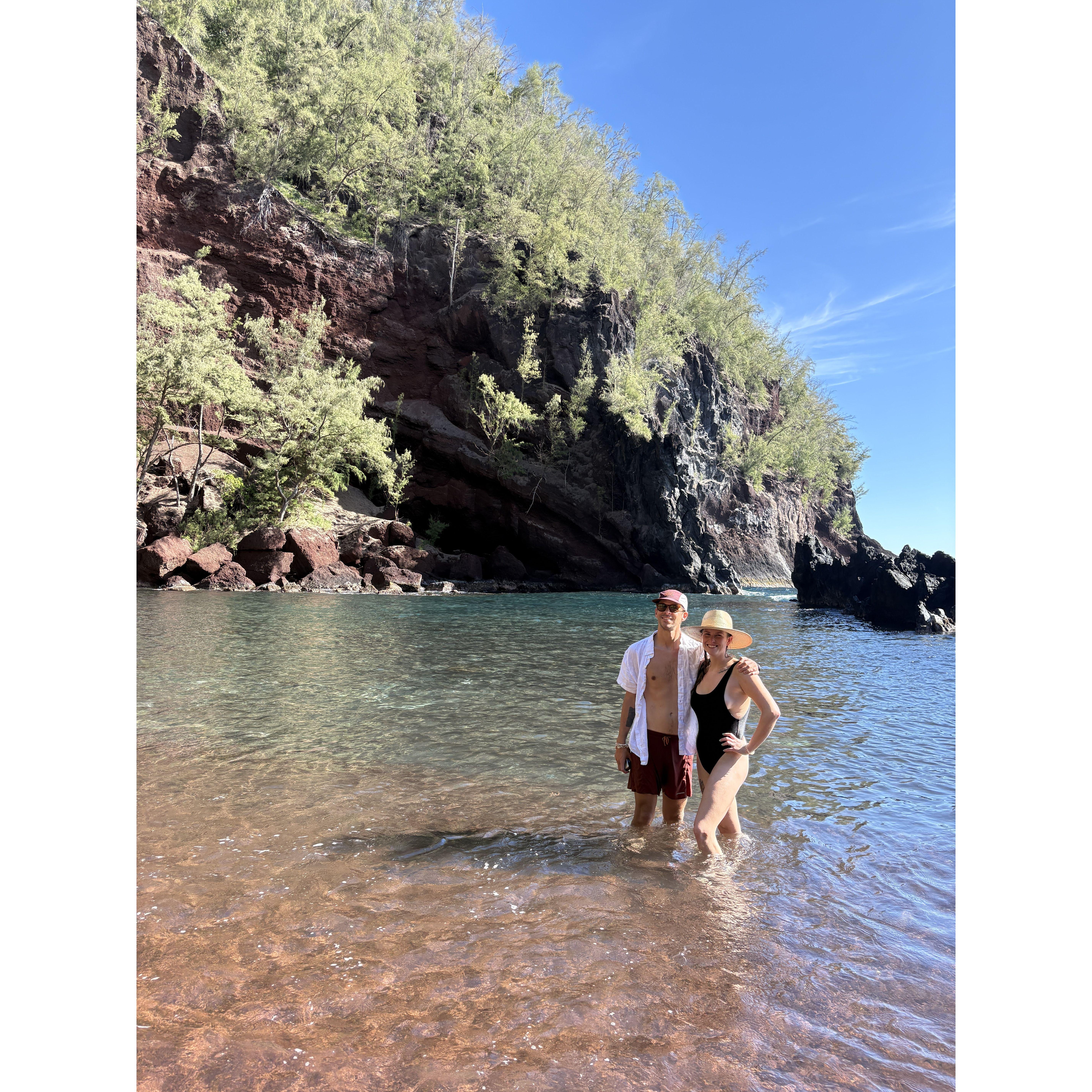 Our secret red sand beach in Maui.