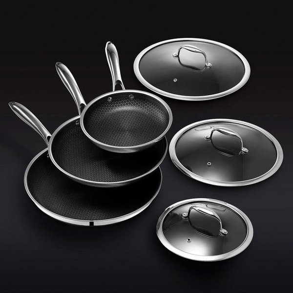 Hybrid Fry Pan Set With Lids, 6-pc