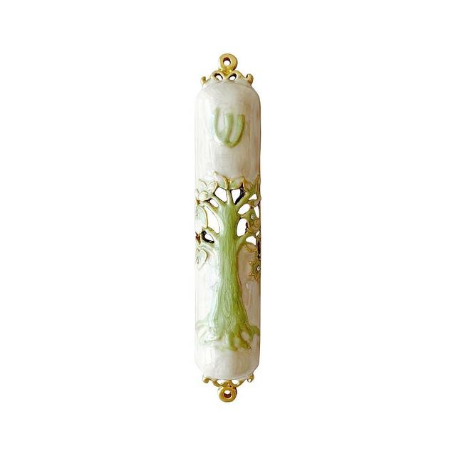 Pasiir 3.8 Inches Hand-Painted Mezuzah, Exquisite Enamel Design with Scroll Included for Jewish Occasions