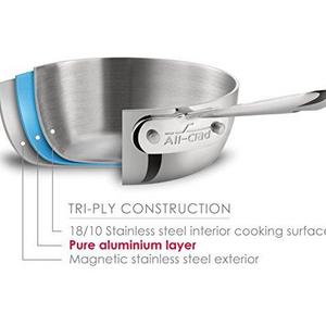 All-Clad 4202 Stainless Steel Tri-Ply Bonded Dishwasher Safe Sauce Pan with Lid / Cookware, 2-Quart, Silver