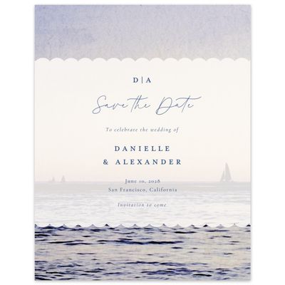Purple Nautical Wedding Digital Save the Date - Luve Portrait