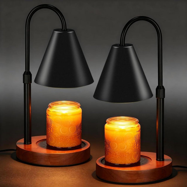 Candle Warmer Lamp with Timer Dimmable 2 Pack,Mothers Day Birthday Gifts for Women Mom, Modern Candle Lamp, Black Candle Warmer for Jar Scented Candles, Home Decor, Wax Melt Warmer with 4 Bulbs