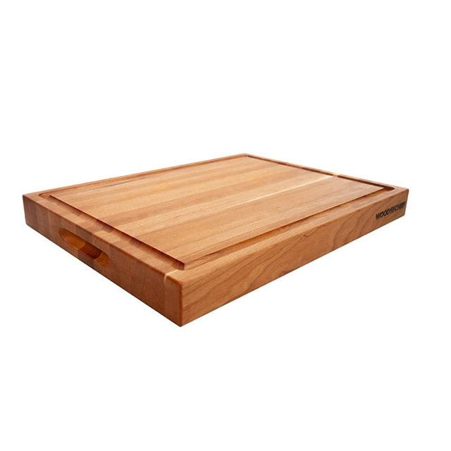 Large Wood Cutting Board from American Cherry - A Reversible Butcher Block that Comes with Juice Groove for Cutting Meat and Juicy Veggies Easily - Large Chopping Board - Cherry - 20x16x1.5 inches