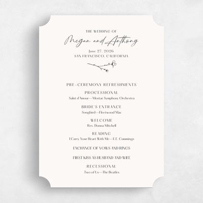 Beige Ticket Wedding Program - Rolland