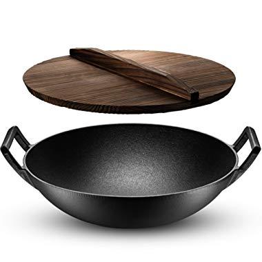 Goodful Hammered Carbon Steel Pow Wok Pan With Lid Cookware Set &  Ergonomic NEW