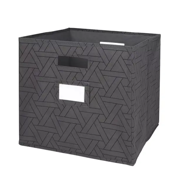 Squared Away™ 13-Inch Collapsible Storage Bin w/ Label Holder in Charcoal