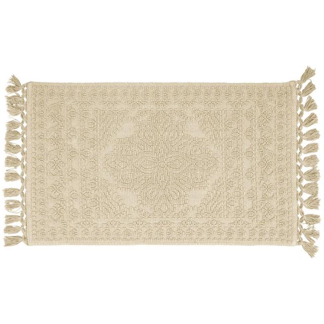 French Connection Nellore 20" x 34" Fringe Bath Rug in Taupe/Grey