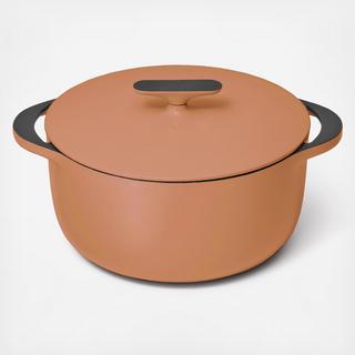 Enameled Cast Iron Dutch Oven with Flat Lid