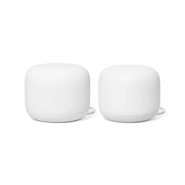 Nest WiFi Router with 1 Point - Mesh Router for Wireless Internet - Wi-Fi Extender with Smart Speaker - Works with Nest WiFi and Google WiFi Home Wi-Fi Systems - Snow