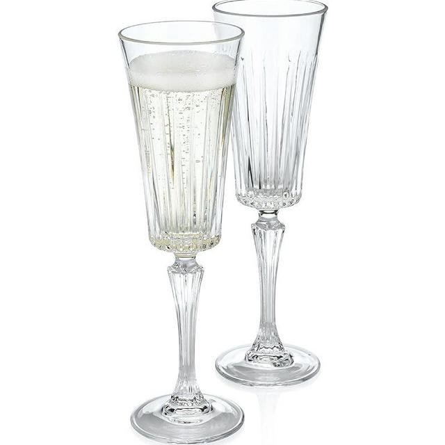 “Bride and Groom” Italian Wedding Crystal Champagne Toasting Flute 2-Piece Set, Crafted in Tuscany (Gift Box Collection)