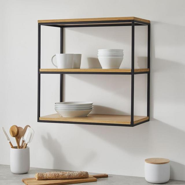 Streamline 3-Tier Shelf, Tall, Metal, Dark Bronze/White Oak