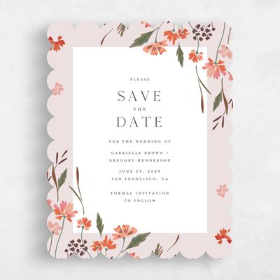 Pink Scalloped Wedding Save the Date - Alires Portrait