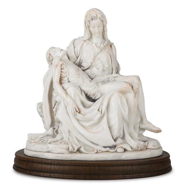 ShineOnAngel Pieta Statue - Michelangelo’s Pietà Replica Sculpture - Hand Painted Marble Finish Jesus and Holy Mother Madonna 10 Inch Renaissance Home Decoration Collection