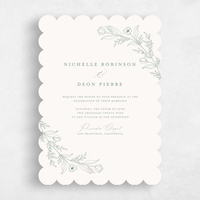 Beige Scalloped Wedding Invitation - Seraphine Portrait