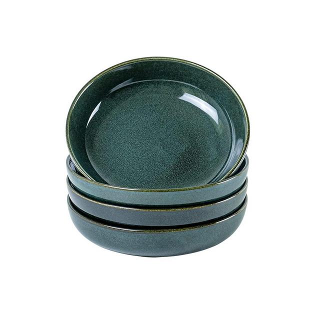 UNICASA Pasta Bowls, Big Salad Bowls Set of 4, 26oz Porcelain Cereal Bowl, Large Serving Bowls for Eating, Ceramic Dish Bowls, Microwave and Dishwasher Safe Bowls, Reactive Olive