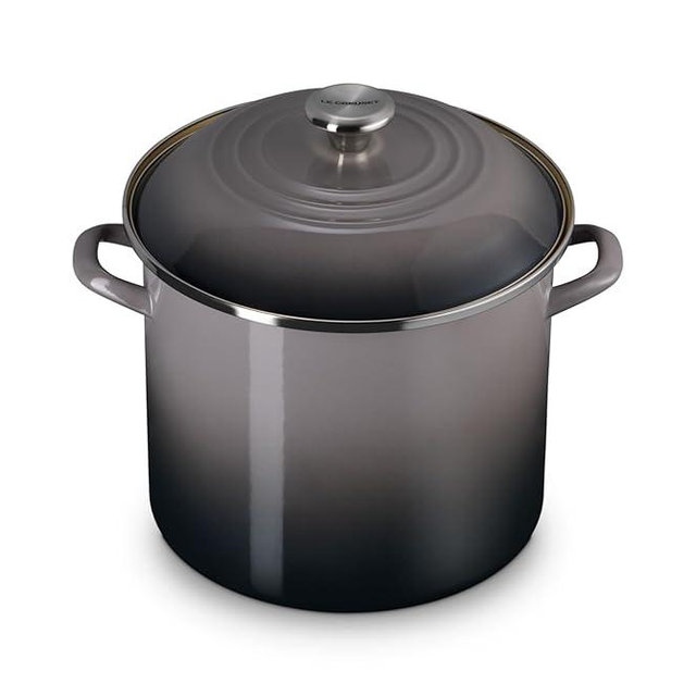Le Creuset Enamel on Steel Traditional Stockpot, 12 qt., Oyster with Stainless Steel Knob