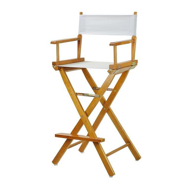 Casual Home 30" Director's Chair Honey Oak Frame-with White Canvas, Bar Height