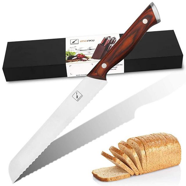 Bread Knife - imarku 8-inch Ultra Sharp Serrated Knife, German High Carbon Stainless Steel Bread Slicer, Ergonomic Handle, Durable Kitchen Knife Bread Cutter for All Types of Bread
