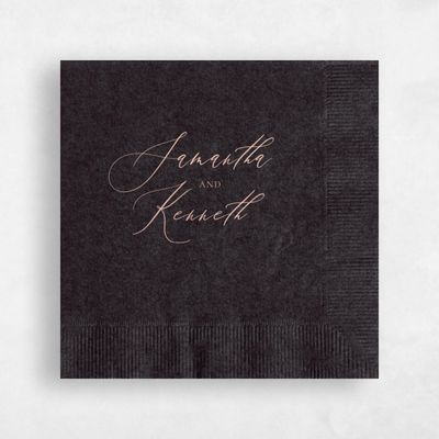 Black Wedding Napkin - Signature Script