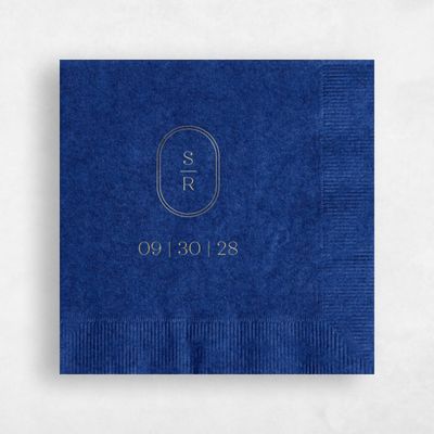 Blue Typography Wedding Napkin - Bridgeton