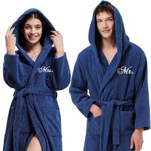 AW BRIDAL 2Pcs His and Hers Terry Cloth Robes for Couples, Mr and Mrs Hooded Matching Robe Set, Wedding Engagement Gifts