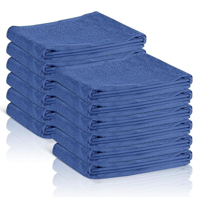 Surgical Towels for Cleaning Huck Towels 12 Pack 100% Cotton Size 15x25 Blue Cleaning Rags for Kitchen, Bar, Home, Windows, Industrial Shop, Glass Super Absorbent Lint Free Commercial Grade