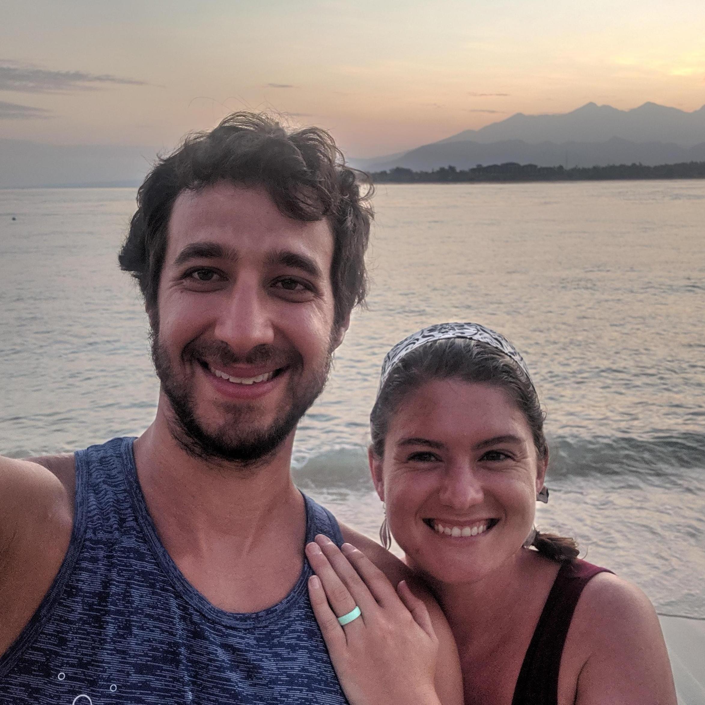 Our sunrise engagement in Gili Air, Indonesia