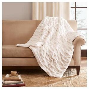 Ivory Ivory Ruched Faux Fur Throw (50"X60")