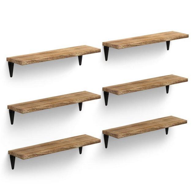 Khorawa 6 Piece Paulownia Solid Wood Bracket Shelf (Set of 6)